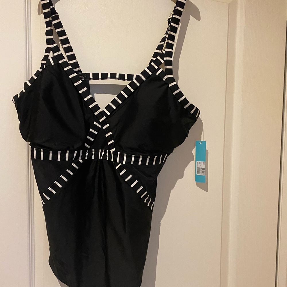 Cactus Black and White Geometric One Piece Swimsuit